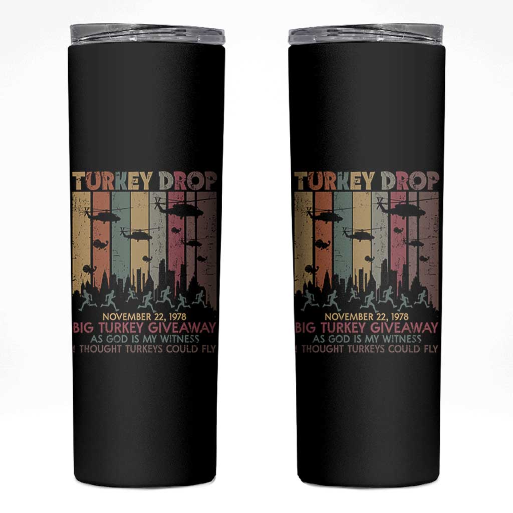 WKRP Turkey Drop Skinny Tumbler Retro First Annual WKRP Funny Thanksgiving Day - Wonder Print Shop