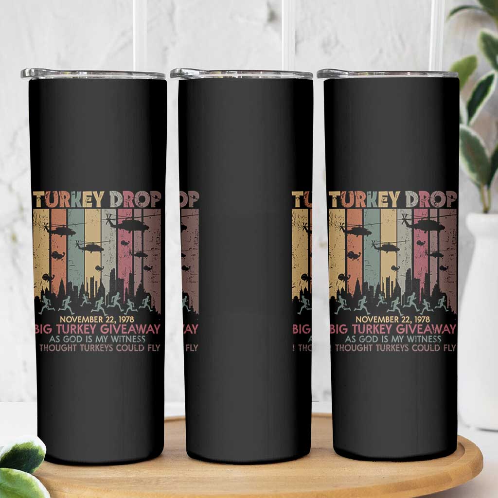 WKRP Turkey Drop Skinny Tumbler Retro First Annual WKRP Funny Thanksgiving Day - Wonder Print Shop