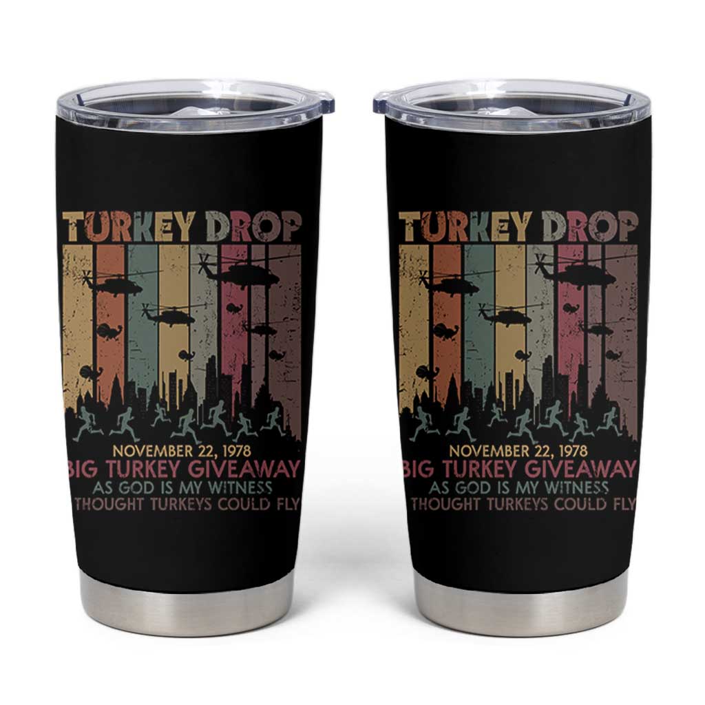 WKRP Turkey Drop Tumbler Cup Retro First Annual WKRP Funny Thanksgiving Day - Wonder Print Shop