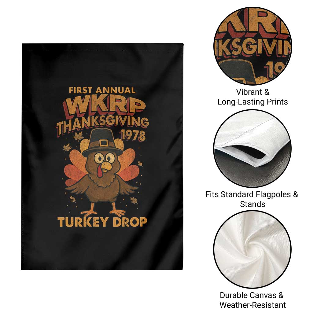 First Annual WKRP Garden Flag Funny Thanksgiving Day WKRP Turkey Drop - Wonder Print Shop
