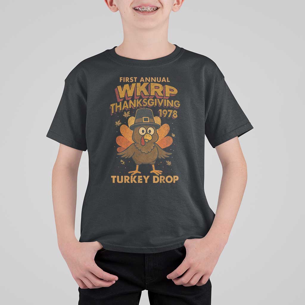 First Annual WKRP T Shirt For Kid Funny Thanksgiving Day WKRP Turkey Drop - Wonder Print Shop