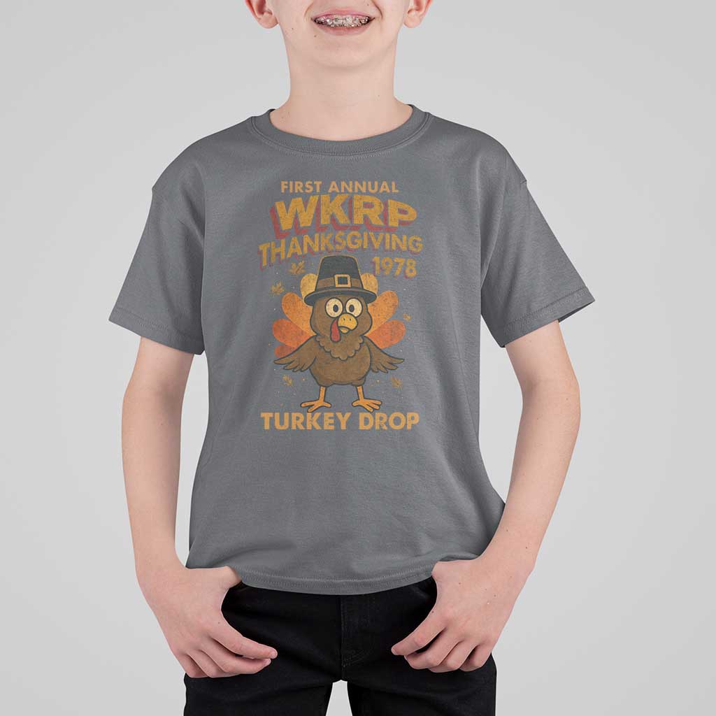 First Annual WKRP T Shirt For Kid Funny Thanksgiving Day WKRP Turkey Drop - Wonder Print Shop