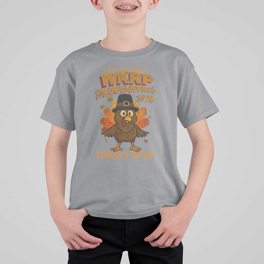 First Annual WKRP T Shirt For Kid Funny Thanksgiving Day WKRP Turkey Drop - Wonder Print Shop