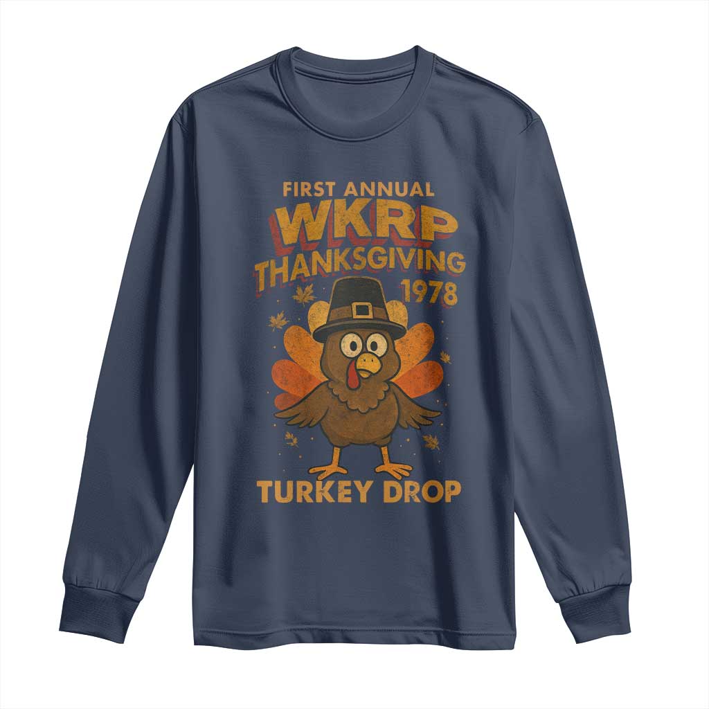 First Annual WKRP Long Sleeve Shirt Funny Thanksgiving Day WKRP Turkey Drop - Wonder Print Shop