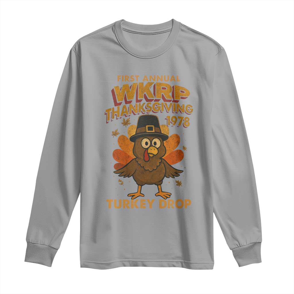 First Annual WKRP Long Sleeve Shirt Funny Thanksgiving Day WKRP Turkey Drop - Wonder Print Shop
