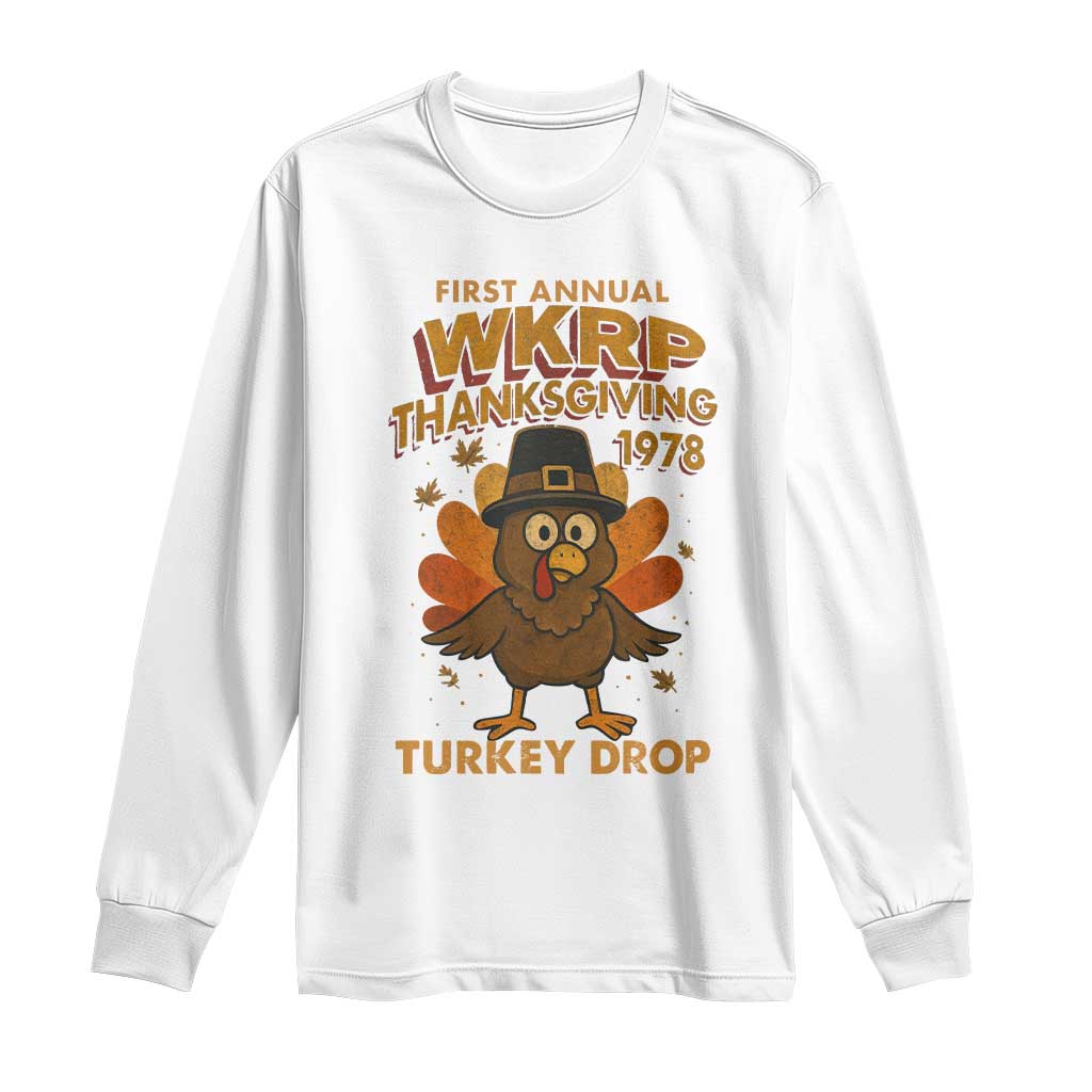 First Annual WKRP Long Sleeve Shirt Funny Thanksgiving Day WKRP Turkey Drop - Wonder Print Shop