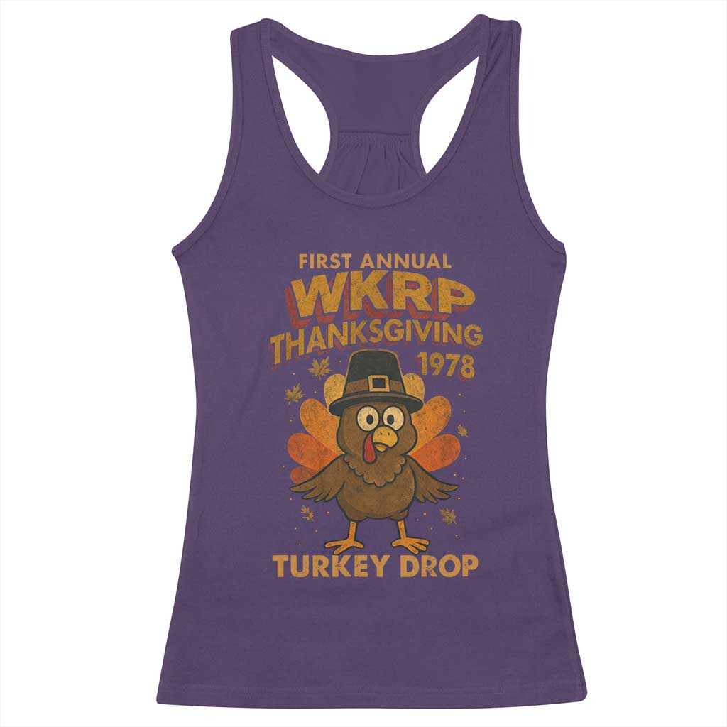 First Annual WKRP Racerback Tank Top Funny Thanksgiving Day WKRP Turkey Drop - Wonder Print Shop