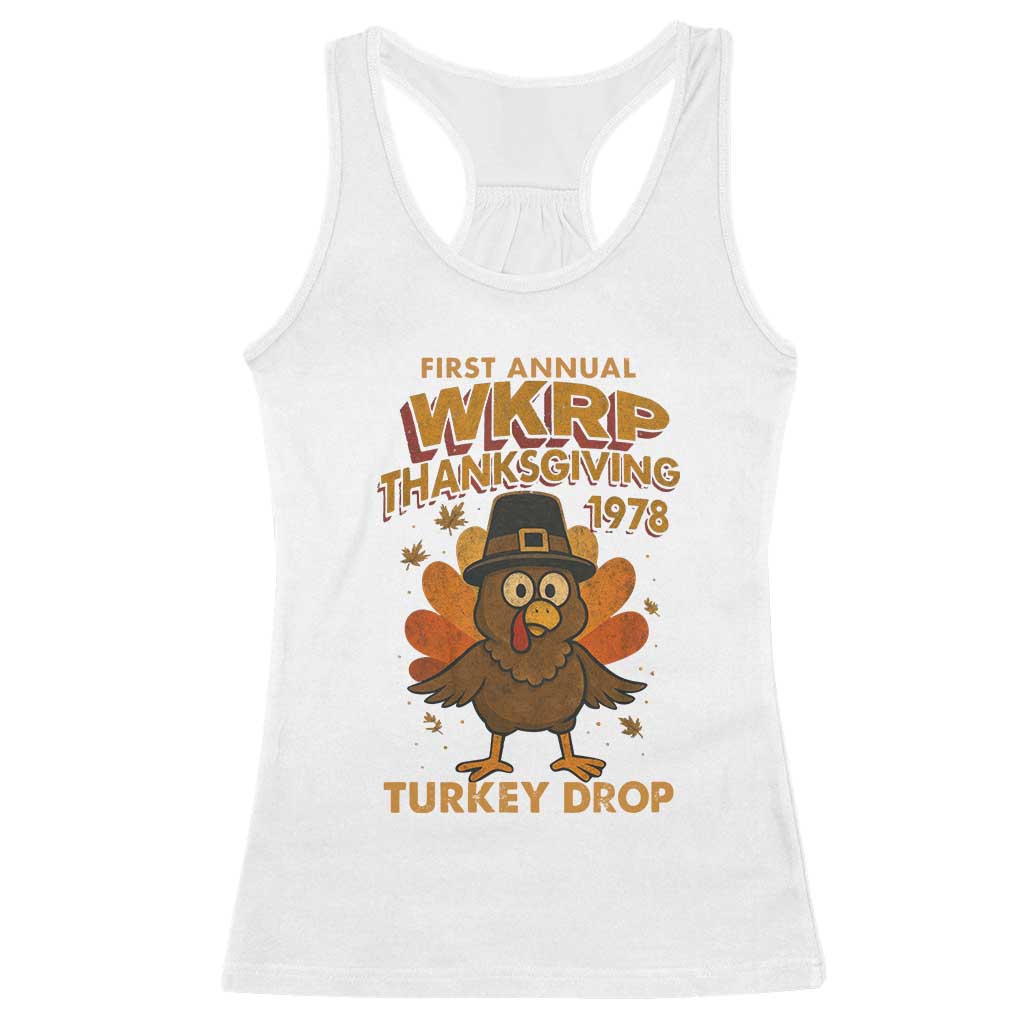 First Annual WKRP Racerback Tank Top Funny Thanksgiving Day WKRP Turkey Drop - Wonder Print Shop