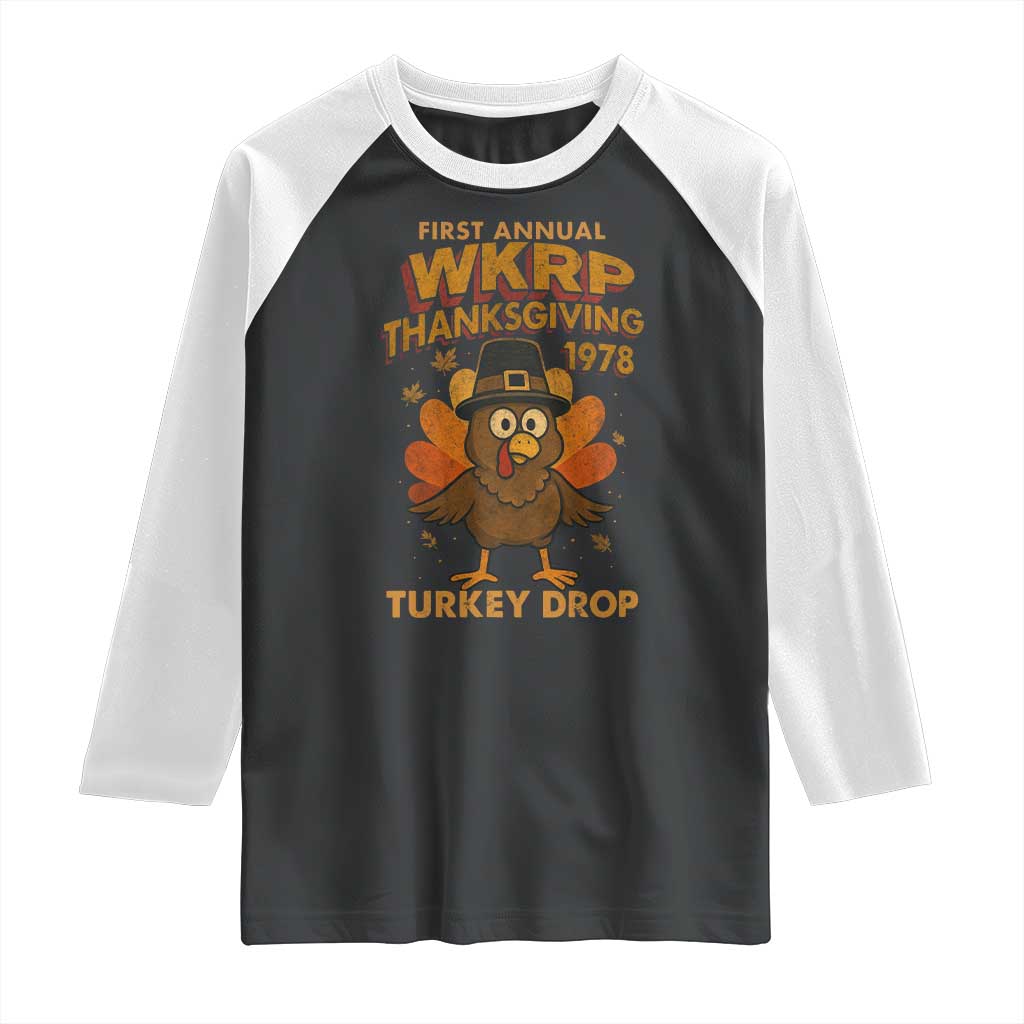 First Annual WKRP Raglan Shirt Funny Thanksgiving Day WKRP Turkey Drop - Wonder Print Shop