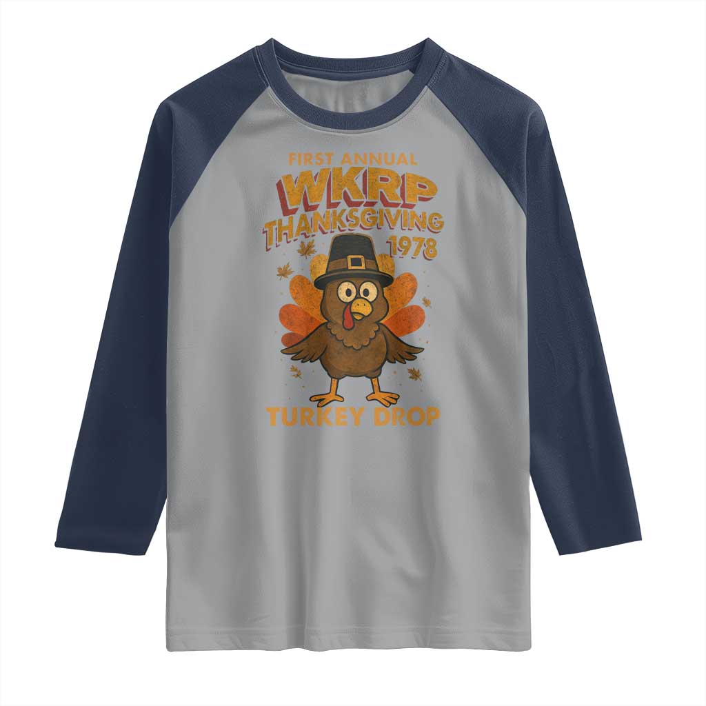 First Annual WKRP Raglan Shirt Funny Thanksgiving Day WKRP Turkey Drop - Wonder Print Shop