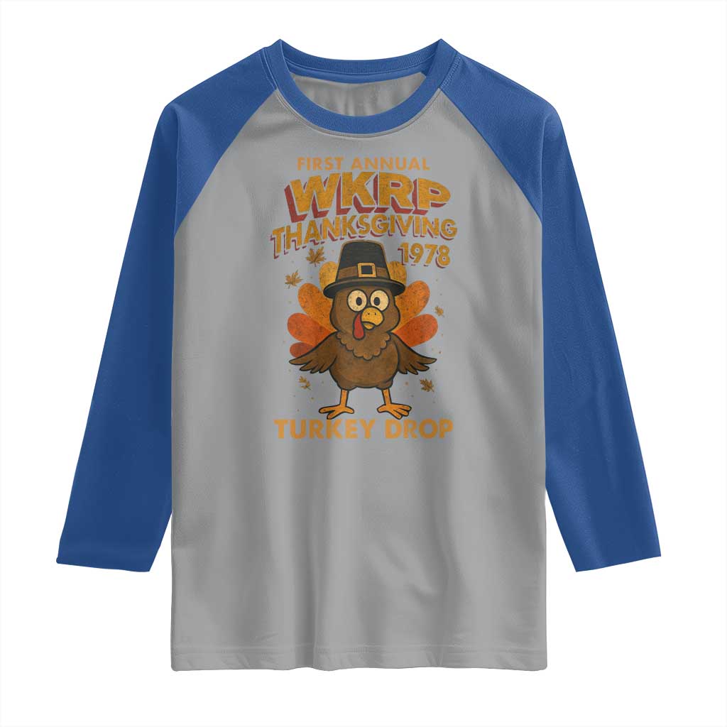 First Annual WKRP Raglan Shirt Funny Thanksgiving Day WKRP Turkey Drop - Wonder Print Shop