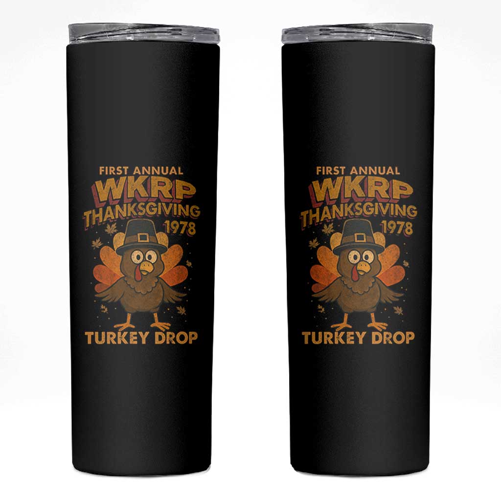 First Annual WKRP Skinny Tumbler Funny Thanksgiving Day WKRP Turkey Drop - Wonder Print Shop