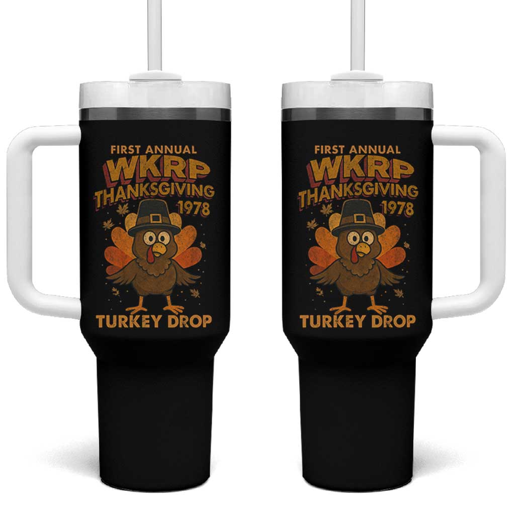First Annual WKRP Tumbler With Handle Funny Thanksgiving Day WKRP Turkey Drop - Wonder Print Shop