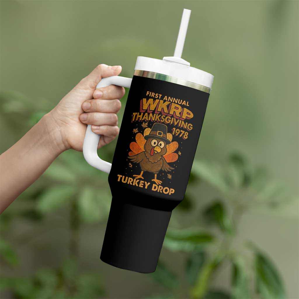 First Annual WKRP Tumbler With Handle Funny Thanksgiving Day WKRP Turkey Drop - Wonder Print Shop