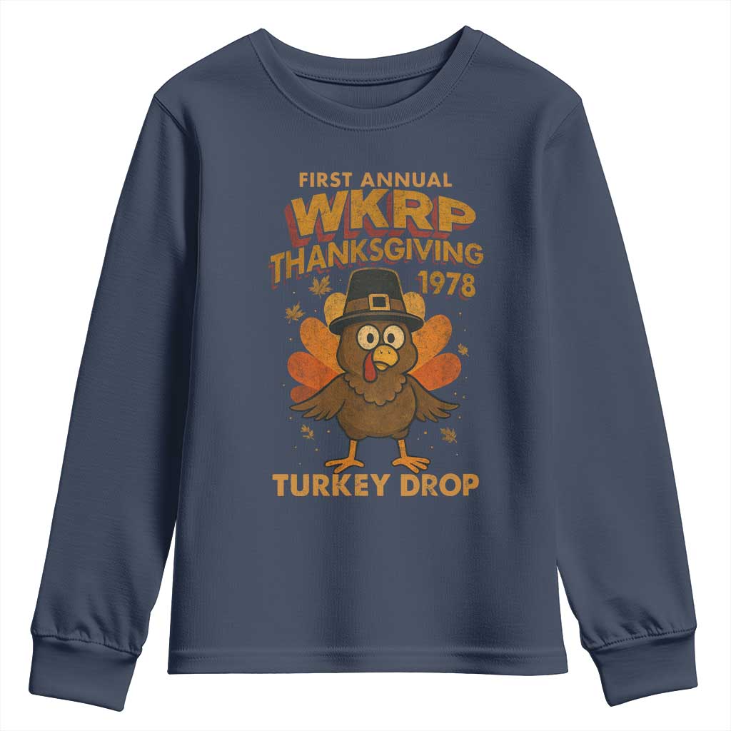 First Annual WKRP Youth Sweatshirt Funny Thanksgiving Day WKRP Turkey Drop - Wonder Print Shop
