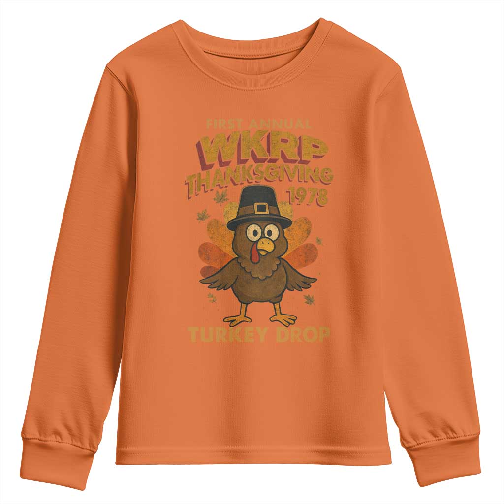 First Annual WKRP Youth Sweatshirt Funny Thanksgiving Day WKRP Turkey Drop - Wonder Print Shop