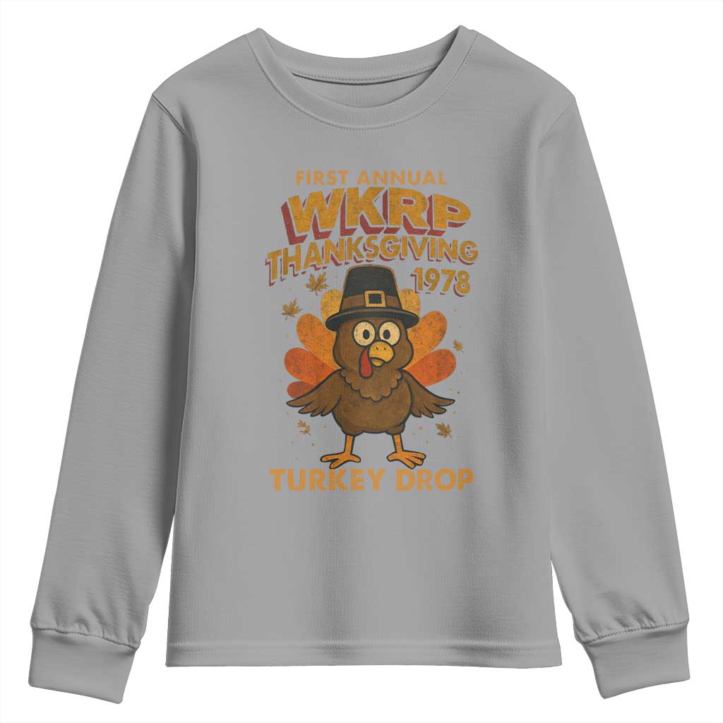 First Annual WKRP Youth Sweatshirt Funny Thanksgiving Day WKRP Turkey Drop - Wonder Print Shop