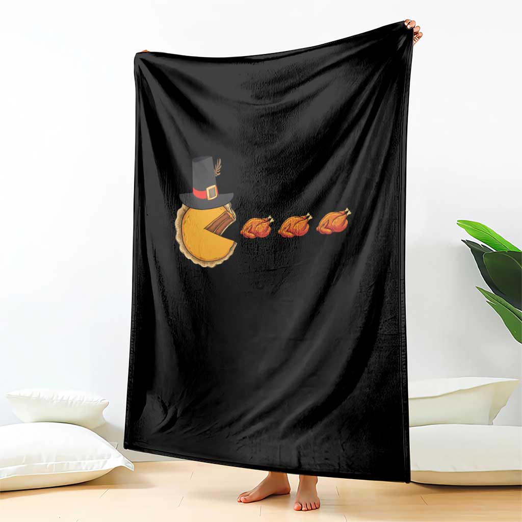 Thanksgiving Video Game Throw Blanket Pumpkin Pie Eating Turkey Gamer Patch Day - Wonder Print Shop