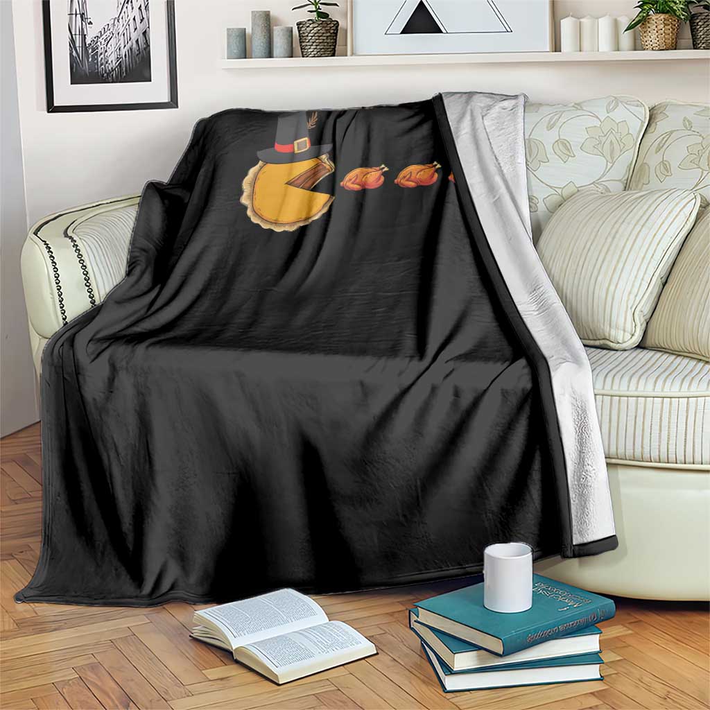 Thanksgiving Video Game Throw Blanket Pumpkin Pie Eating Turkey Gamer Patch Day - Wonder Print Shop