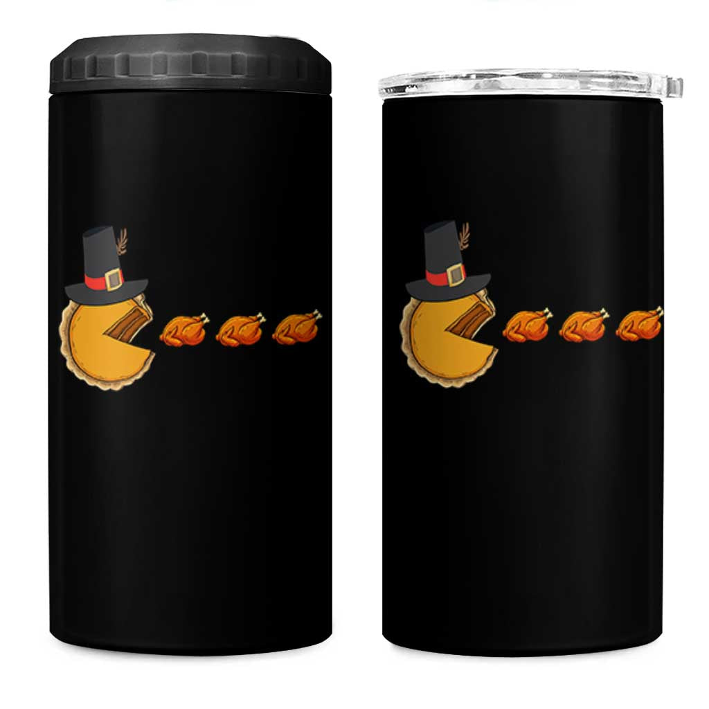 Thanksgiving Video Game 4 in 1 Can Cooler Tumbler Pumpkin Pie Eating Turkey Gamer Patch Day - Wonder Print Shop