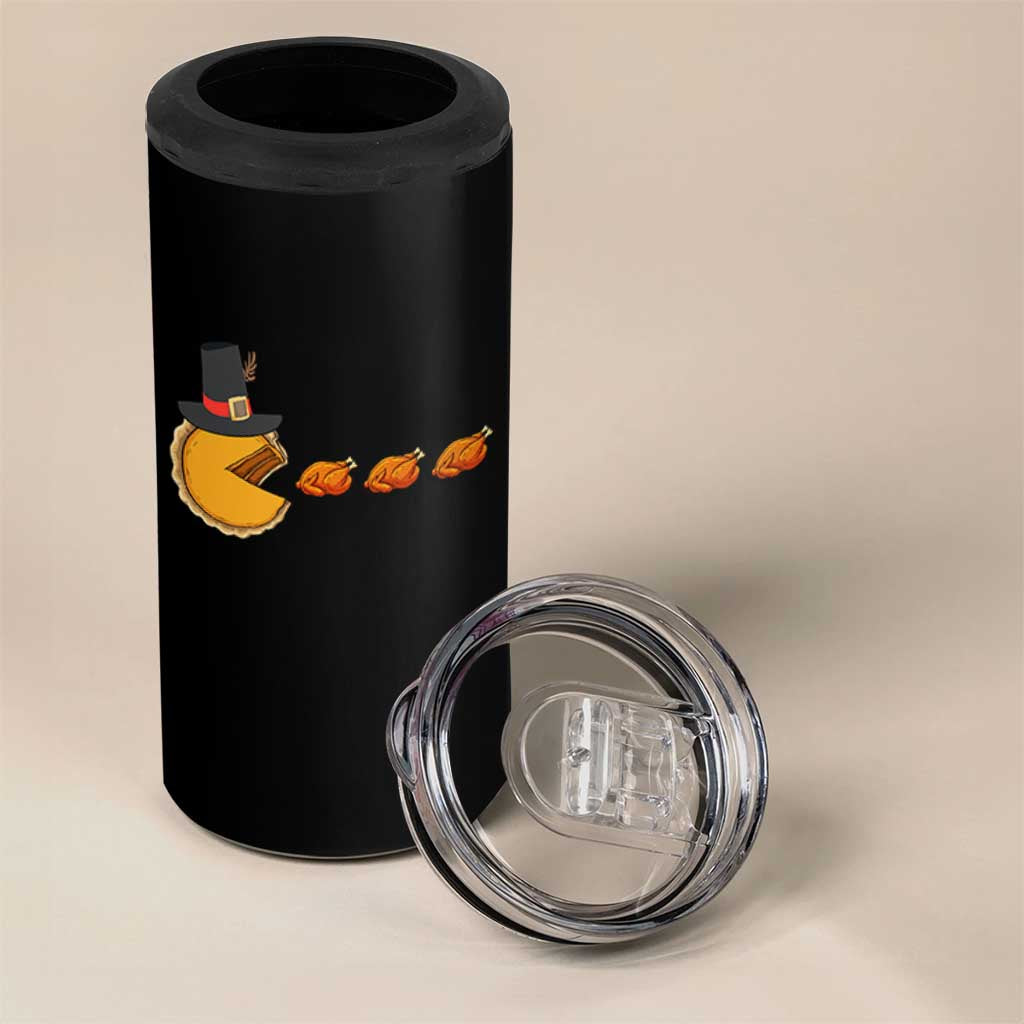 Thanksgiving Video Game 4 in 1 Can Cooler Tumbler Pumpkin Pie Eating Turkey Gamer Patch Day - Wonder Print Shop
