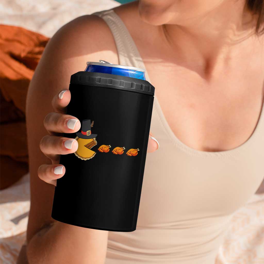 Thanksgiving Video Game 4 in 1 Can Cooler Tumbler Pumpkin Pie Eating Turkey Gamer Patch Day - Wonder Print Shop