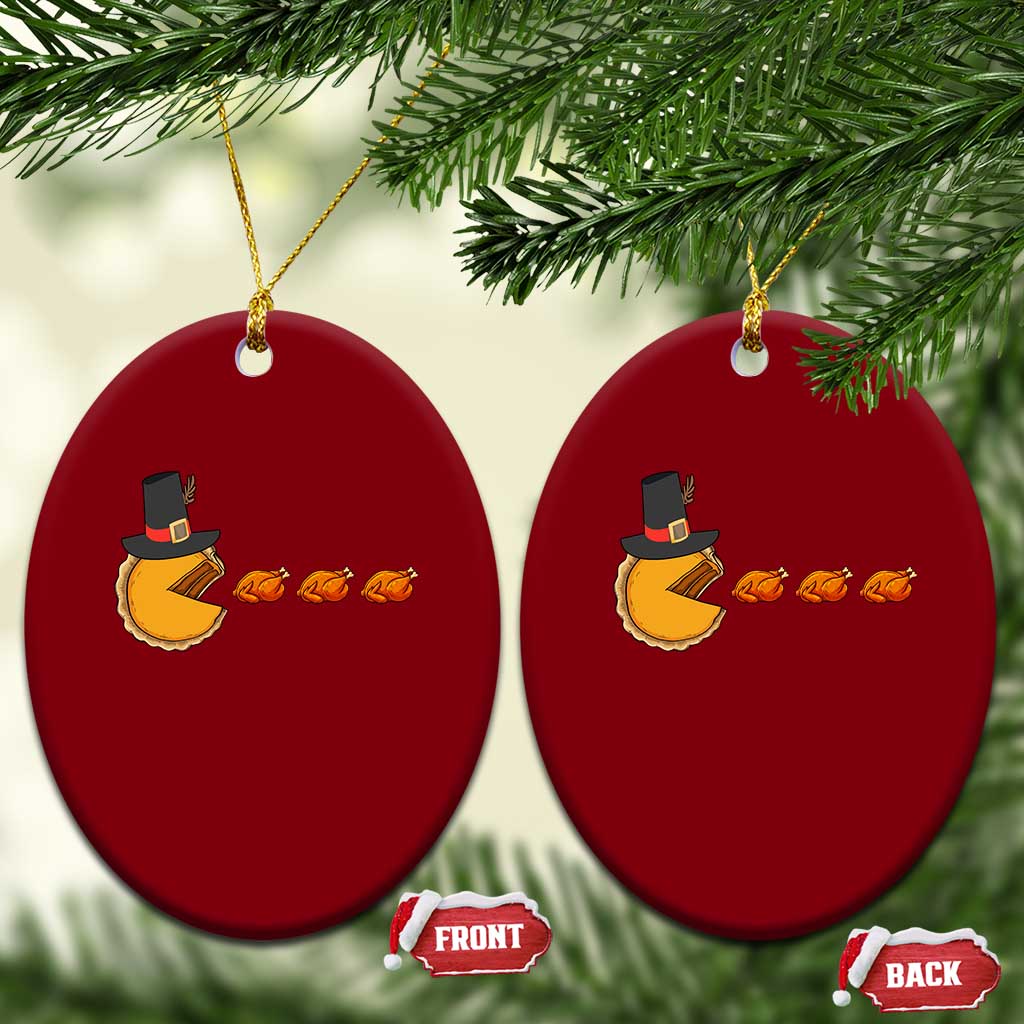 Thanksgiving Video Game Ceramic Ornament Pumpkin Pie Eating Turkey Gamer Patch Day - Wonder Print Shop