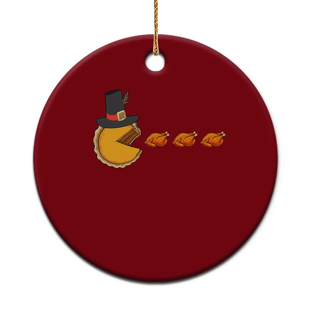 Thanksgiving Video Game Ceramic Ornament Pumpkin Pie Eating Turkey Gamer Patch Day - Wonder Print Shop