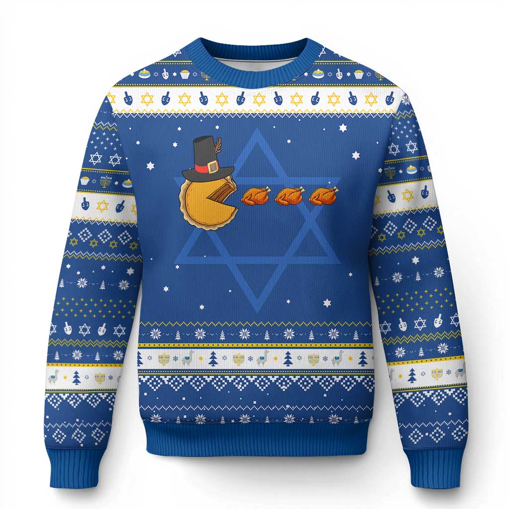 Thanksgiving Video Game Hanukkah Ugly Sweater Pumpkin Pie Eating Turkey Gamer Patch Day - Wonder Print Shop