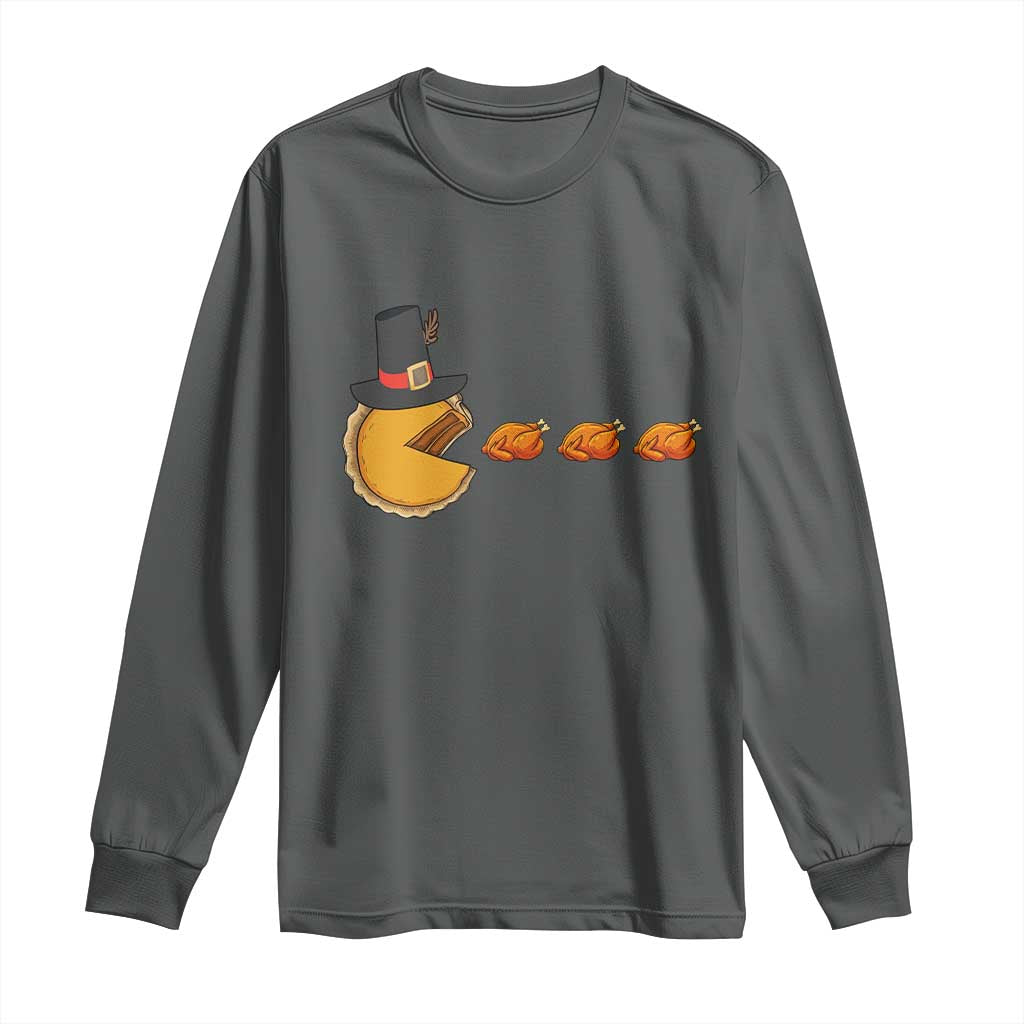 Thanksgiving Video Game Long Sleeve Shirt Pumpkin Pie Eating Turkey Gamer Patch Day - Wonder Print Shop