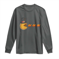 Thanksgiving Video Game Long Sleeve Shirt Pumpkin Pie Eating Turkey Gamer Patch Day - Wonder Print Shop