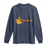 Thanksgiving Video Game Long Sleeve Shirt Pumpkin Pie Eating Turkey Gamer Patch Day - Wonder Print Shop