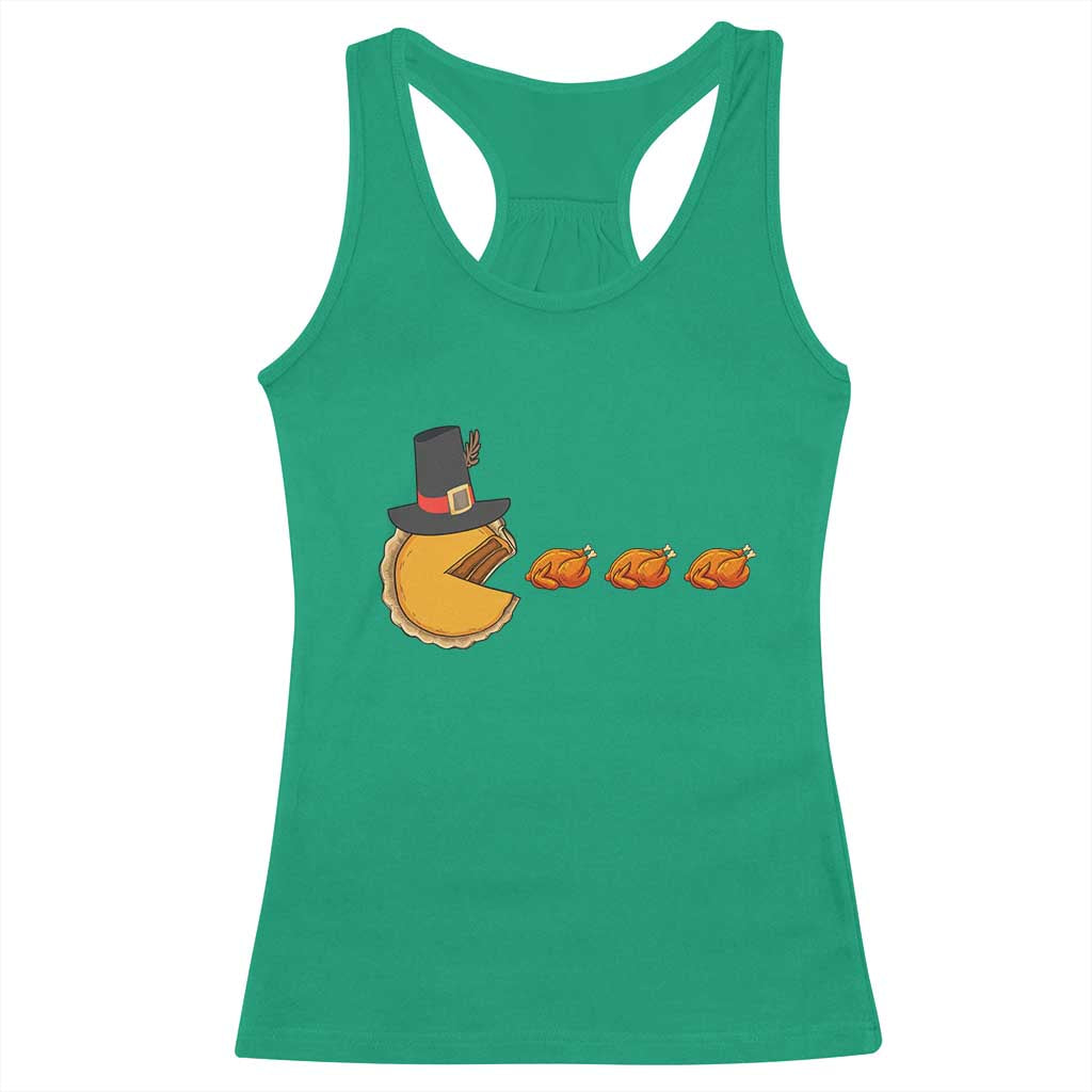 Thanksgiving Video Game Racerback Tank Top Pumpkin Pie Eating Turkey Gamer Patch Day - Wonder Print Shop