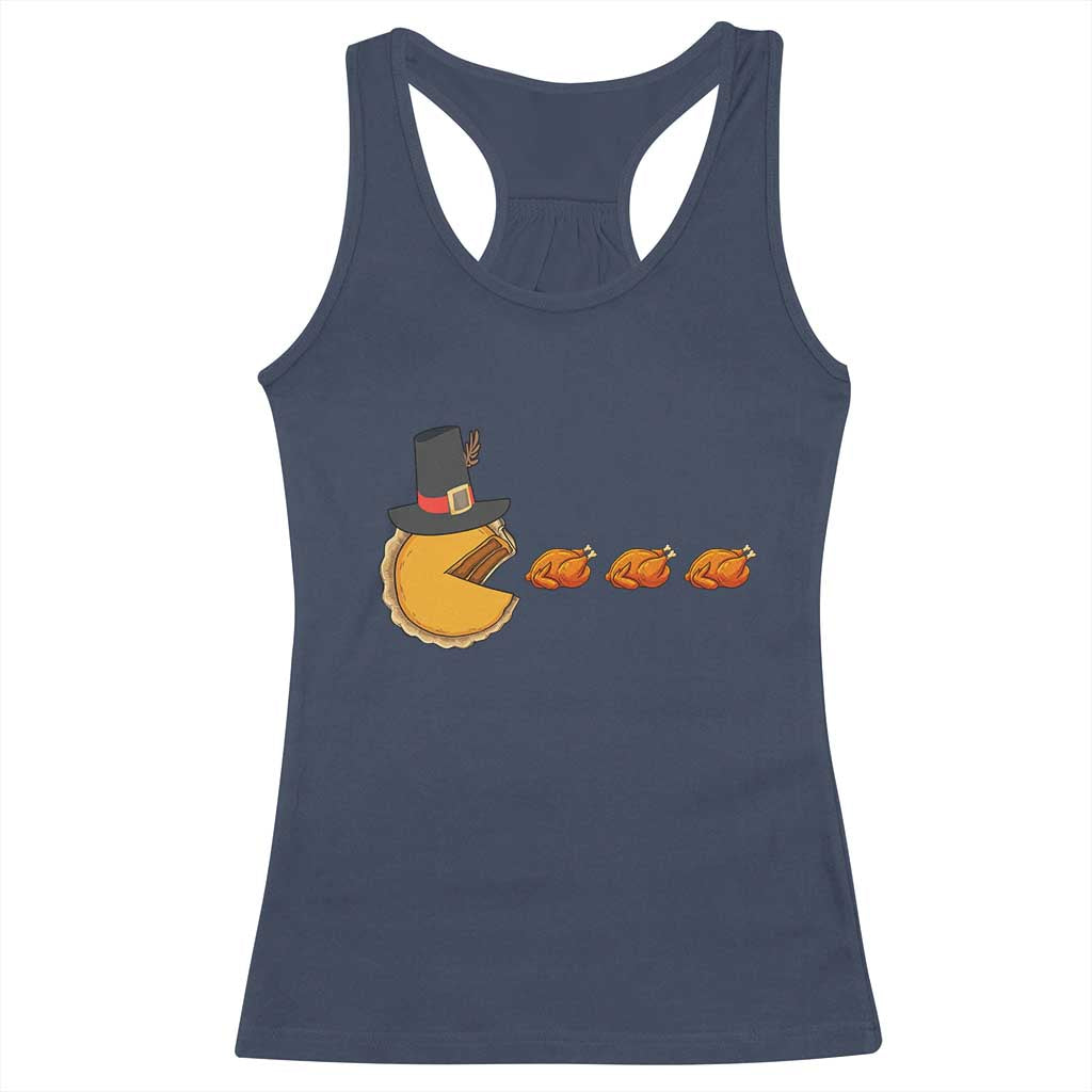 Thanksgiving Video Game Racerback Tank Top Pumpkin Pie Eating Turkey Gamer Patch Day - Wonder Print Shop