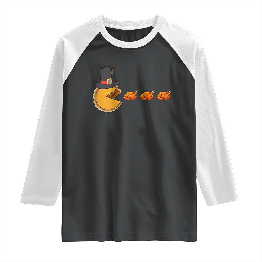Thanksgiving Video Game Raglan Shirt Pumpkin Pie Eating Turkey Gamer Patch Day - Wonder Print Shop