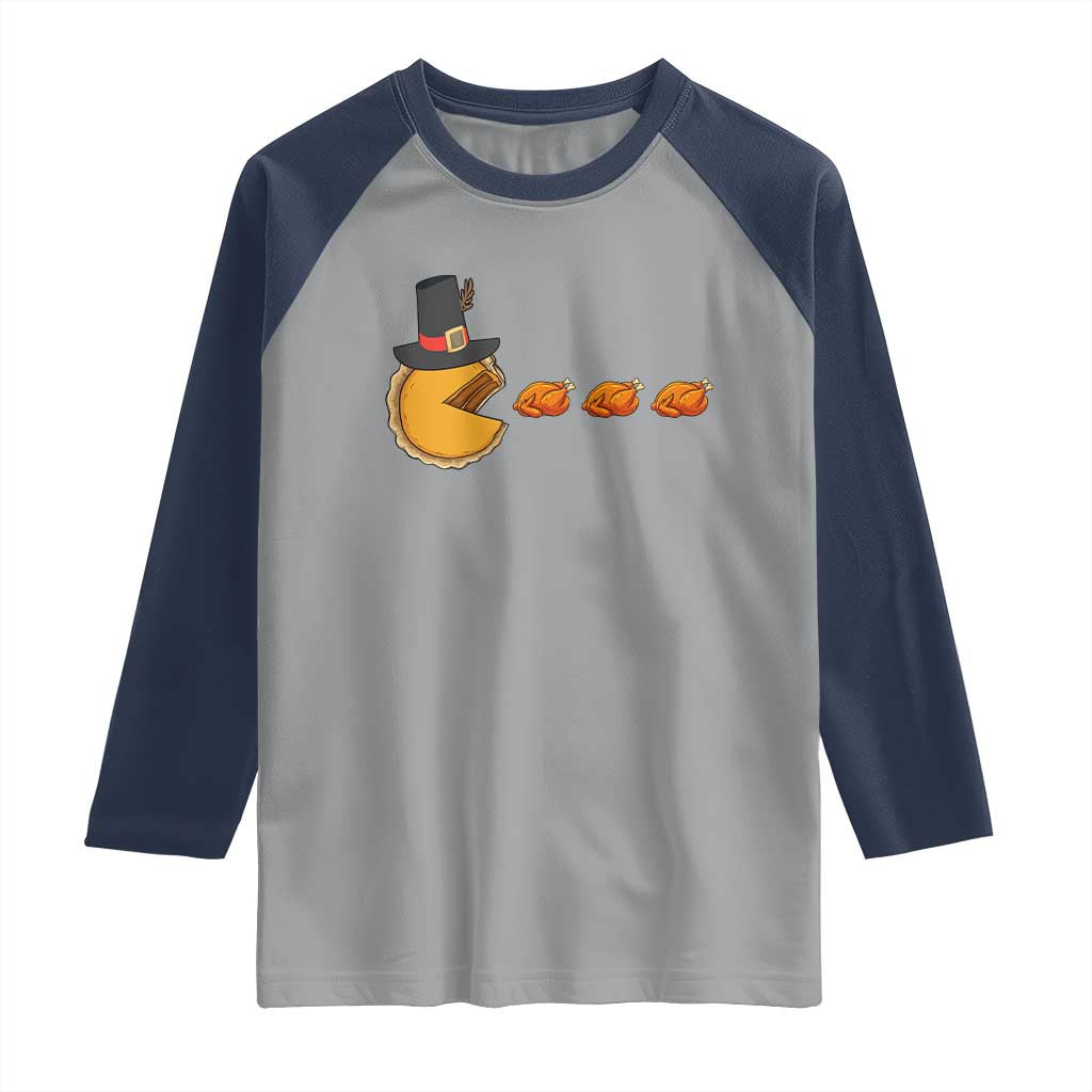 Thanksgiving Video Game Raglan Shirt Pumpkin Pie Eating Turkey Gamer Patch Day - Wonder Print Shop