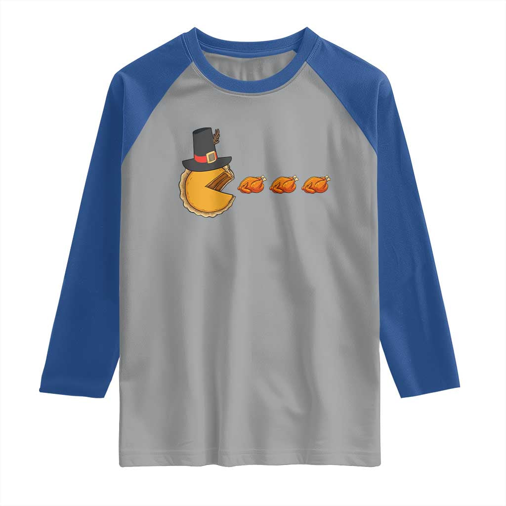 Thanksgiving Video Game Raglan Shirt Pumpkin Pie Eating Turkey Gamer Patch Day - Wonder Print Shop