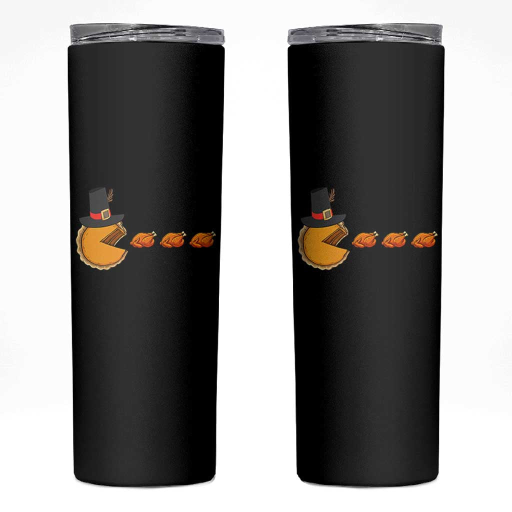 Thanksgiving Video Game Skinny Tumbler Pumpkin Pie Eating Turkey Gamer Patch Day - Wonder Print Shop