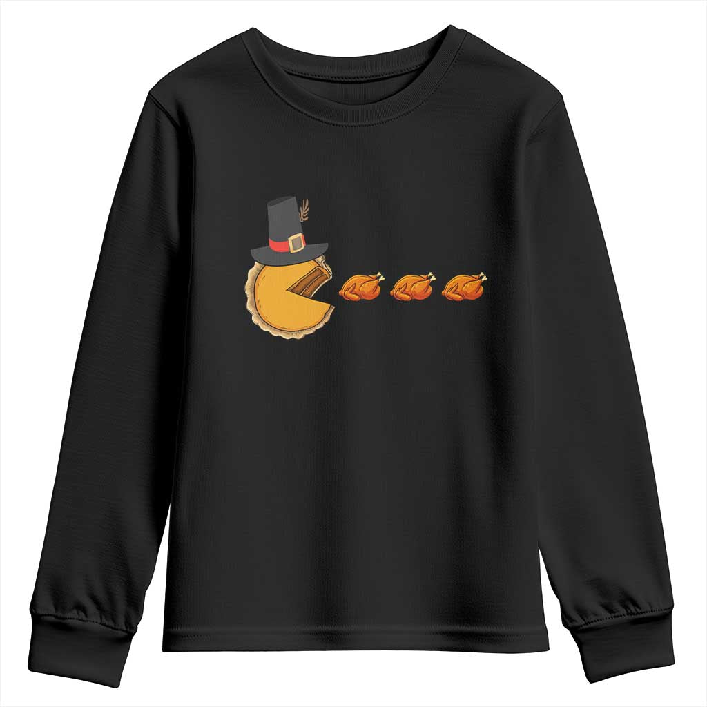 Thanksgiving Video Game Youth Sweatshirt Pumpkin Pie Eating Turkey Gamer Patch Day - Wonder Print Shop
