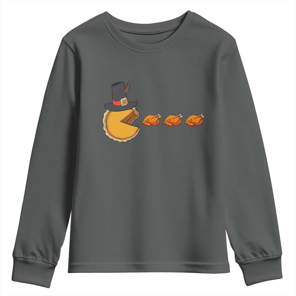 Thanksgiving Video Game Youth Sweatshirt Pumpkin Pie Eating Turkey Gamer Patch Day - Wonder Print Shop
