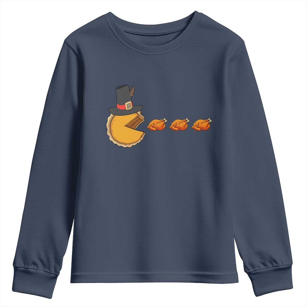 Thanksgiving Video Game Youth Sweatshirt Pumpkin Pie Eating Turkey Gamer Patch Day - Wonder Print Shop