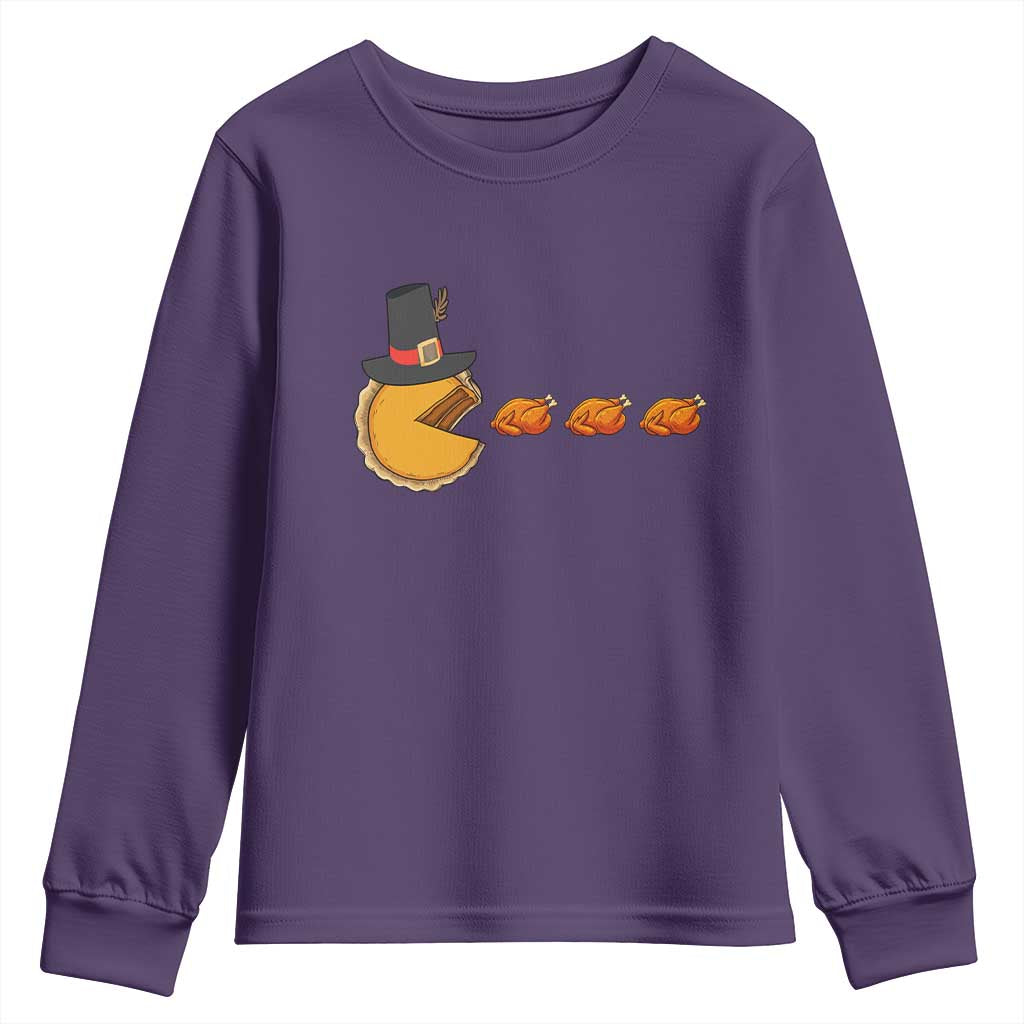 Thanksgiving Video Game Youth Sweatshirt Pumpkin Pie Eating Turkey Gamer Patch Day - Wonder Print Shop