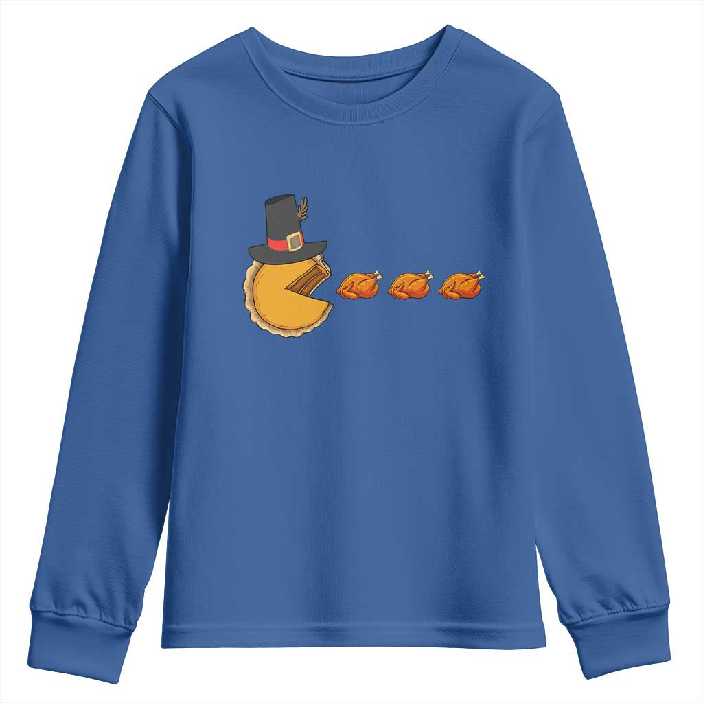 Thanksgiving Video Game Youth Sweatshirt Pumpkin Pie Eating Turkey Gamer Patch Day - Wonder Print Shop