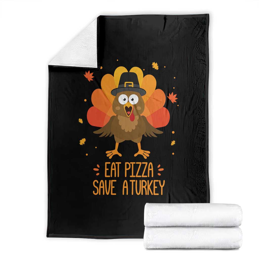 Save A Turkey Eat Pizza Throw Blanket Funny Thanksgiving - Wonder Print Shop