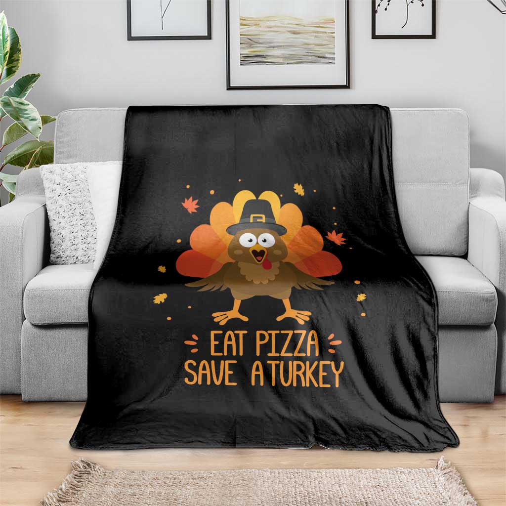 Save A Turkey Eat Pizza Throw Blanket Funny Thanksgiving - Wonder Print Shop