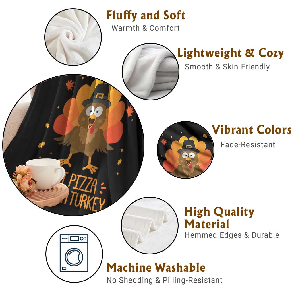 Save A Turkey Eat Pizza Throw Blanket Funny Thanksgiving - Wonder Print Shop