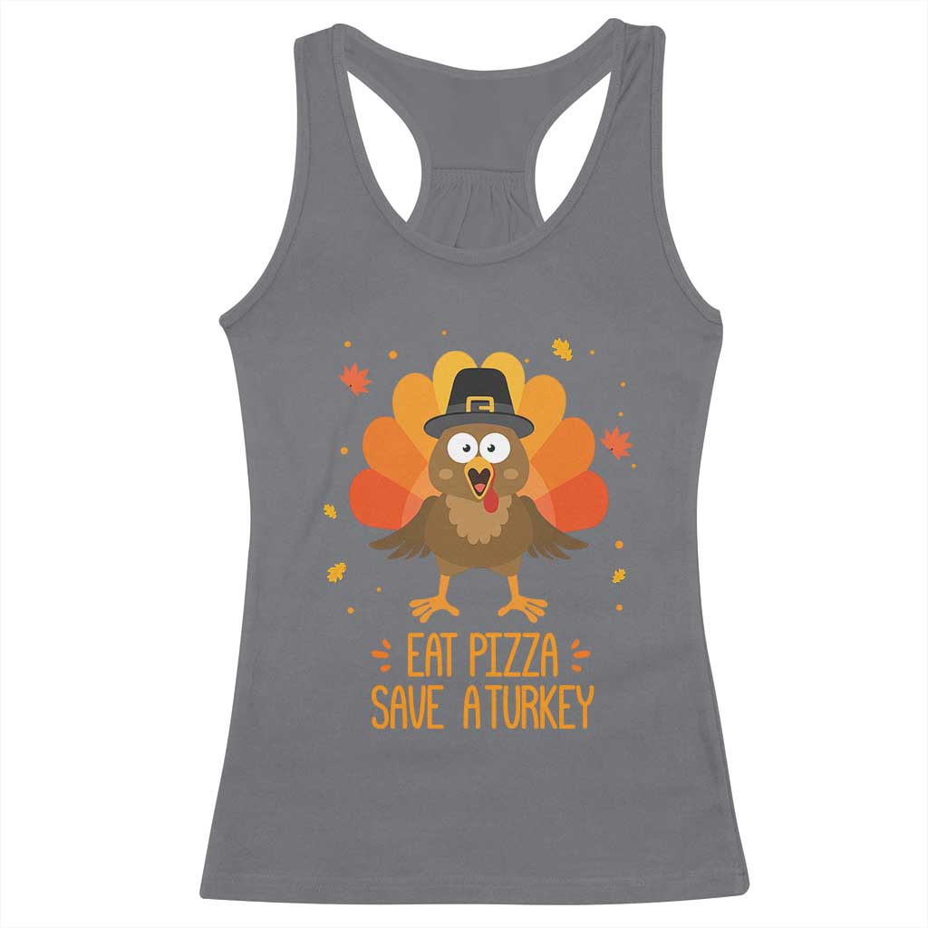 Save A Turkey Eat Pizza Racerback Tank Top Funny Thanksgiving - Wonder Print Shop