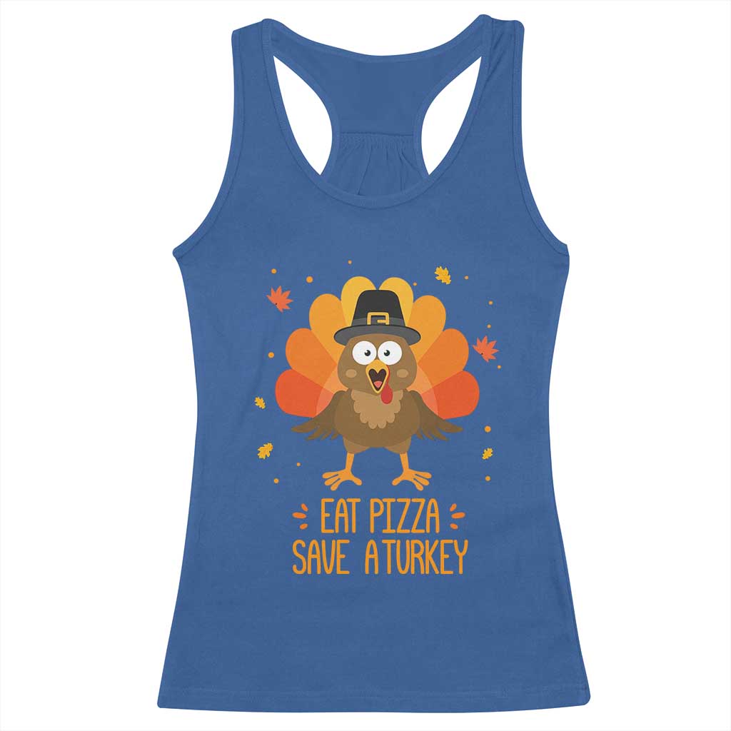 Save A Turkey Eat Pizza Racerback Tank Top Funny Thanksgiving - Wonder Print Shop