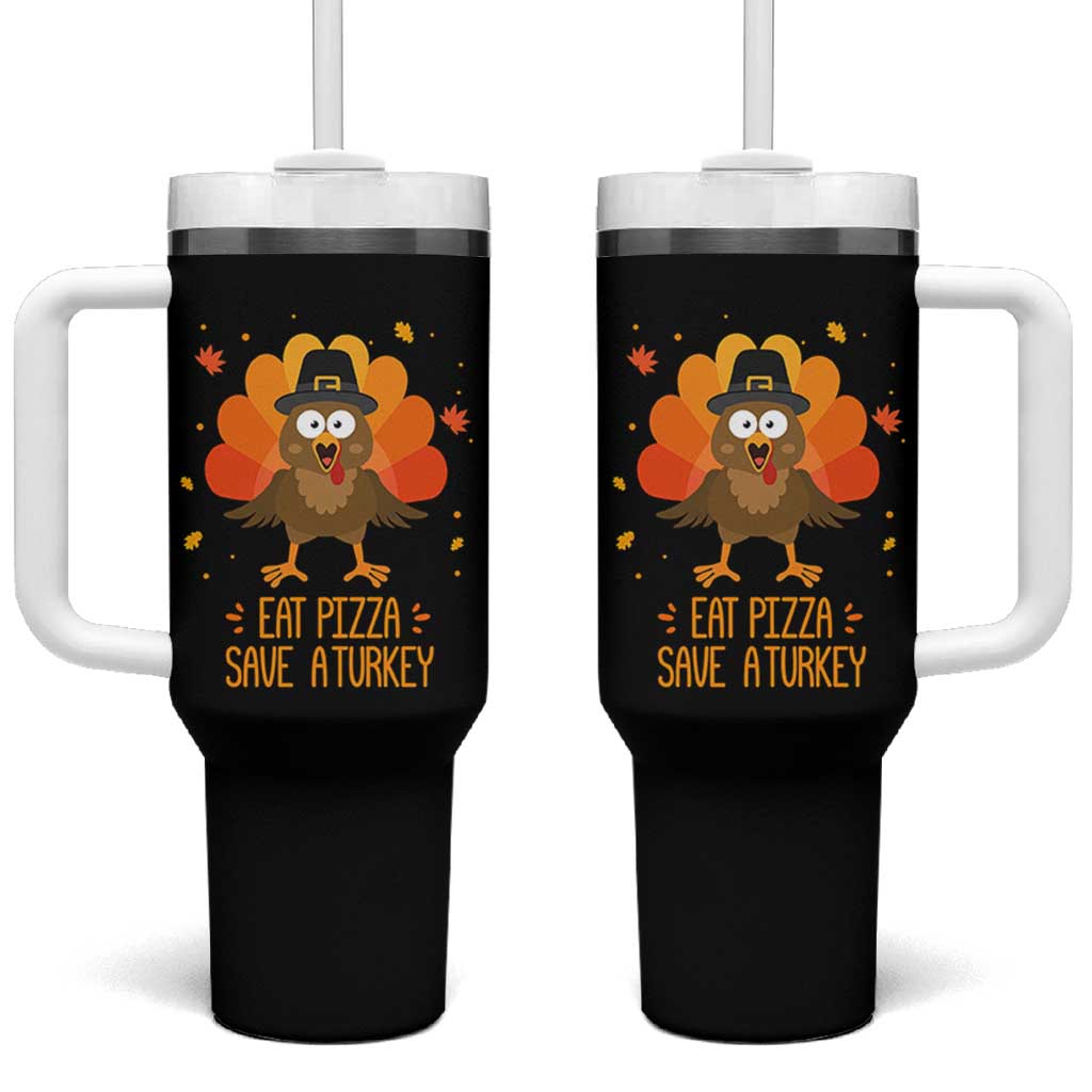 Save A Turkey Eat Pizza Tumbler With Handle Funny Thanksgiving - Wonder Print Shop