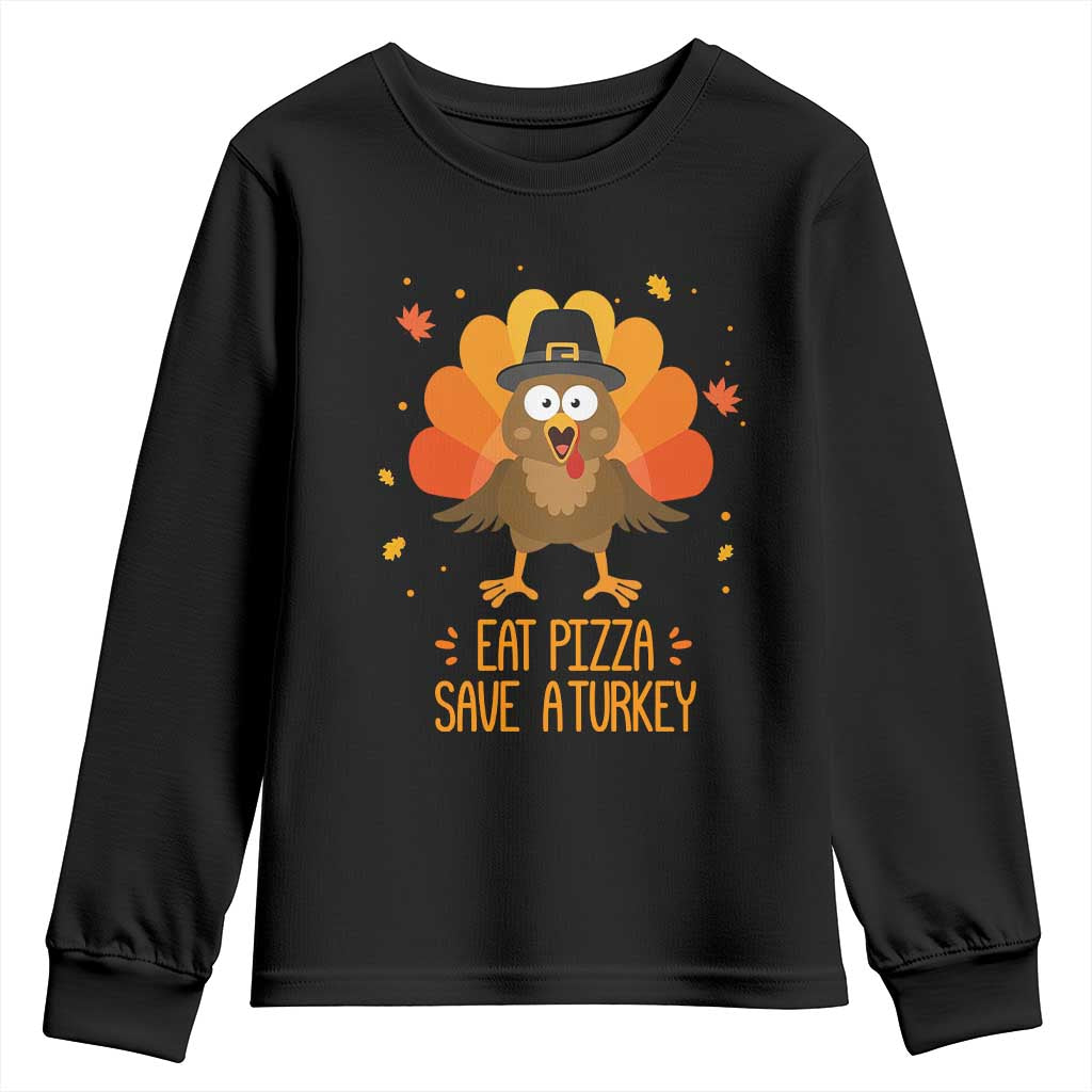 Save A Turkey Eat Pizza Youth Sweatshirt Funny Thanksgiving - Wonder Print Shop